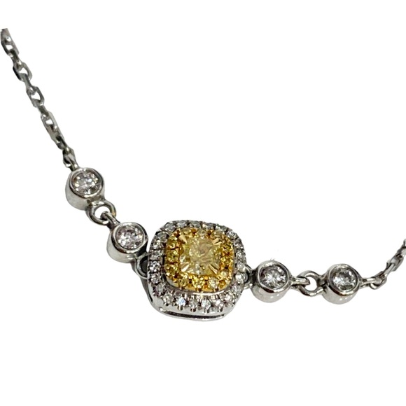 18k White Gold Bracelet/ Yellow Diamond - Picture 4 of 9